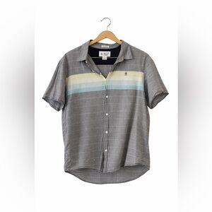 Original Penguin Men's Gray and Blue Striped Shirt